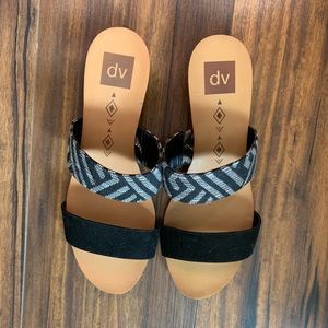 Black and white strap sandals